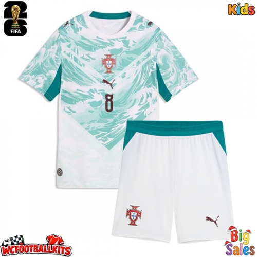 Portugal Bruno Fernandes #8 Replica Away Stadium Kit for Kids World Cup 2026 Short Sleeve (+ pants)